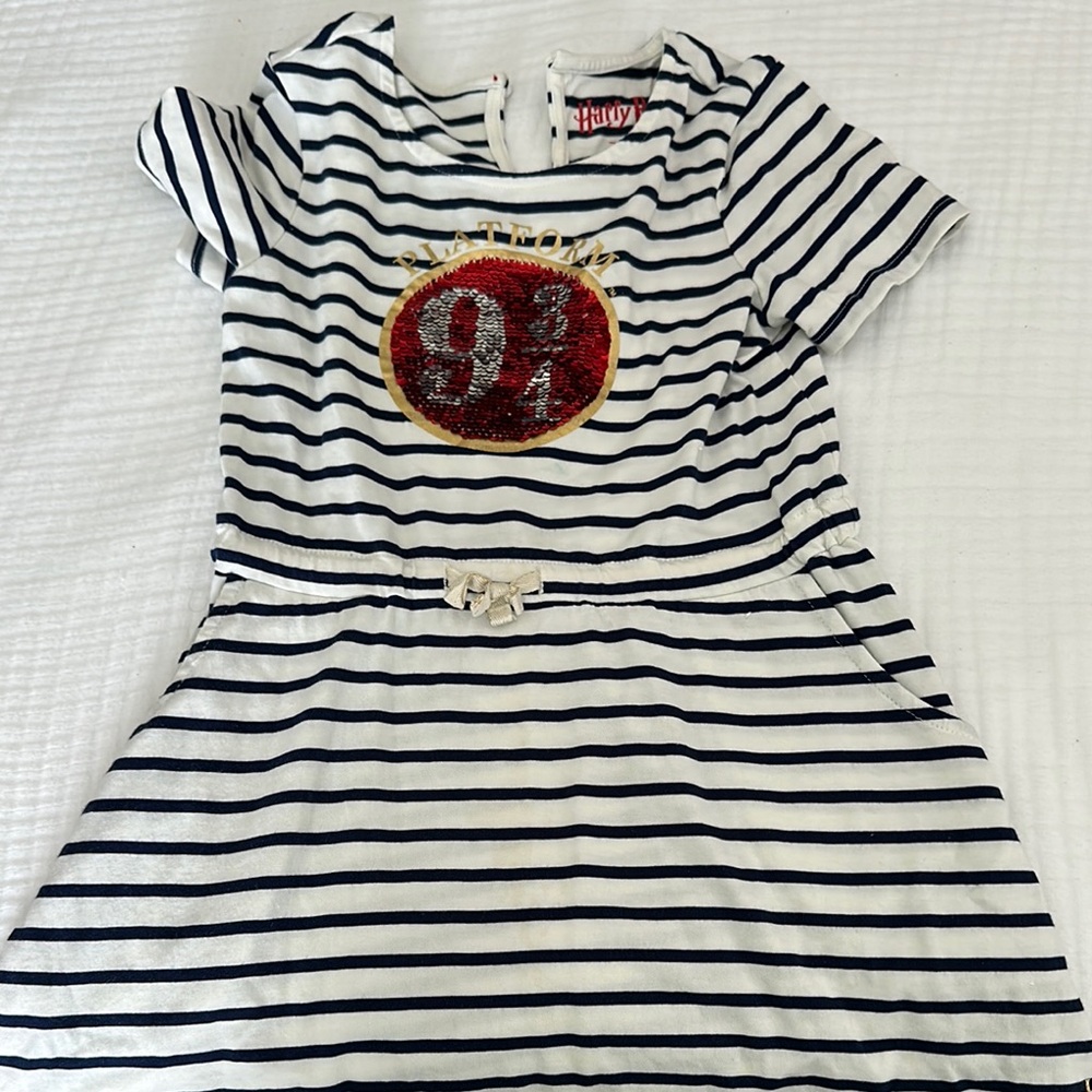 Harry Potter Chic Striped Dress with Sequin Detail